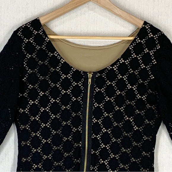 RN Studio~NWT~Black Eyelet Lace Scoop Neck 3/4 Sleeve Knee Length Dress~Sz 8P‎ - Picture 8 of 14